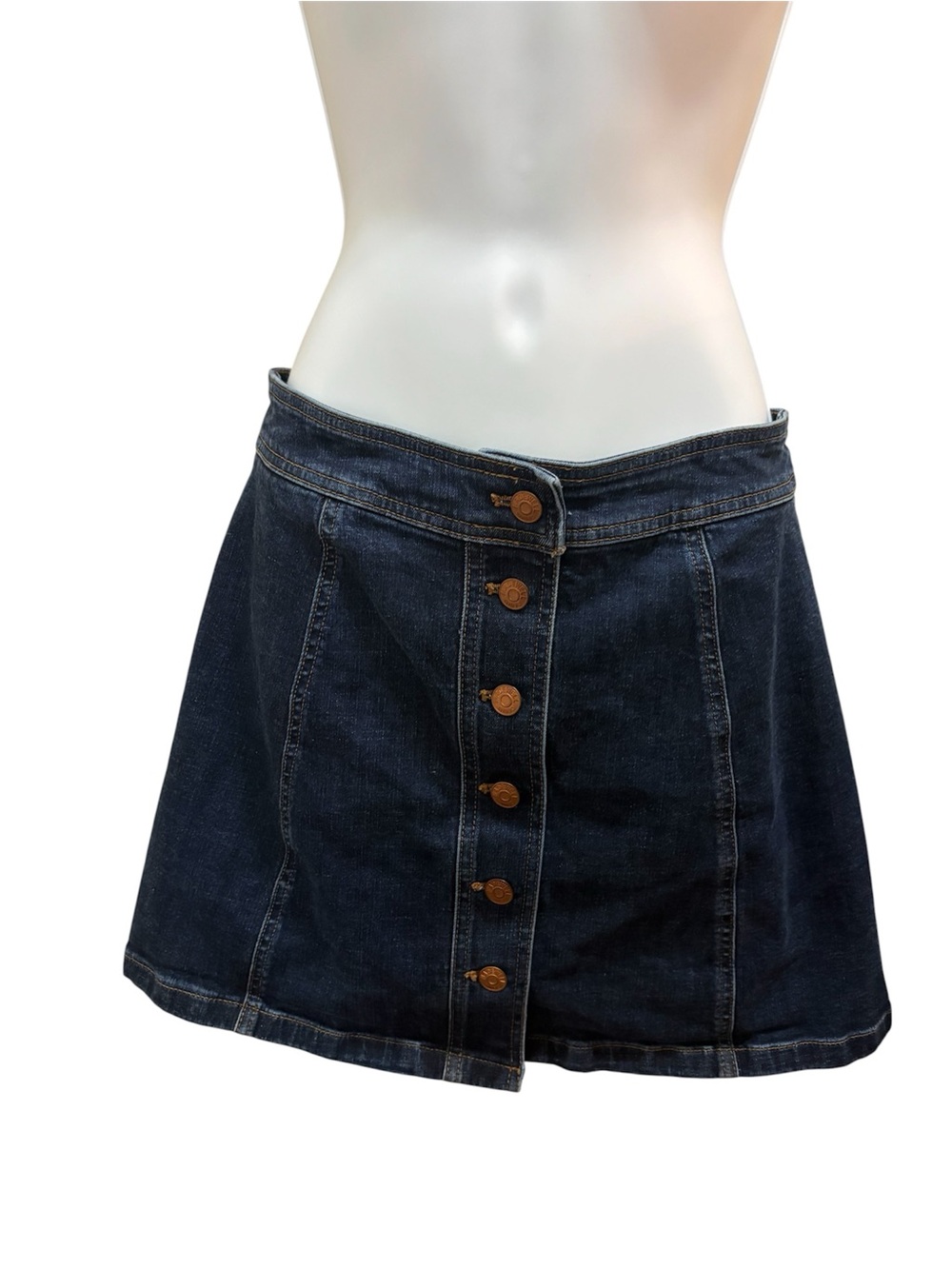 Madewell Dark Blue Denim Button-Front Skater Skirt Mini Size 4